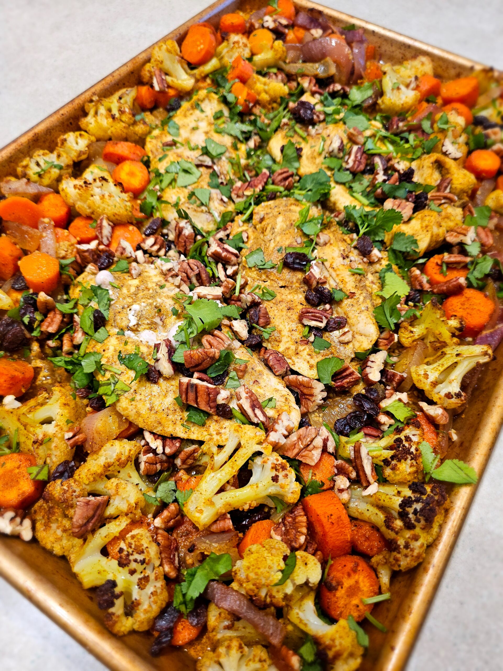 Gluten-Free Curry Chicken and Veggie Sheet-Pan