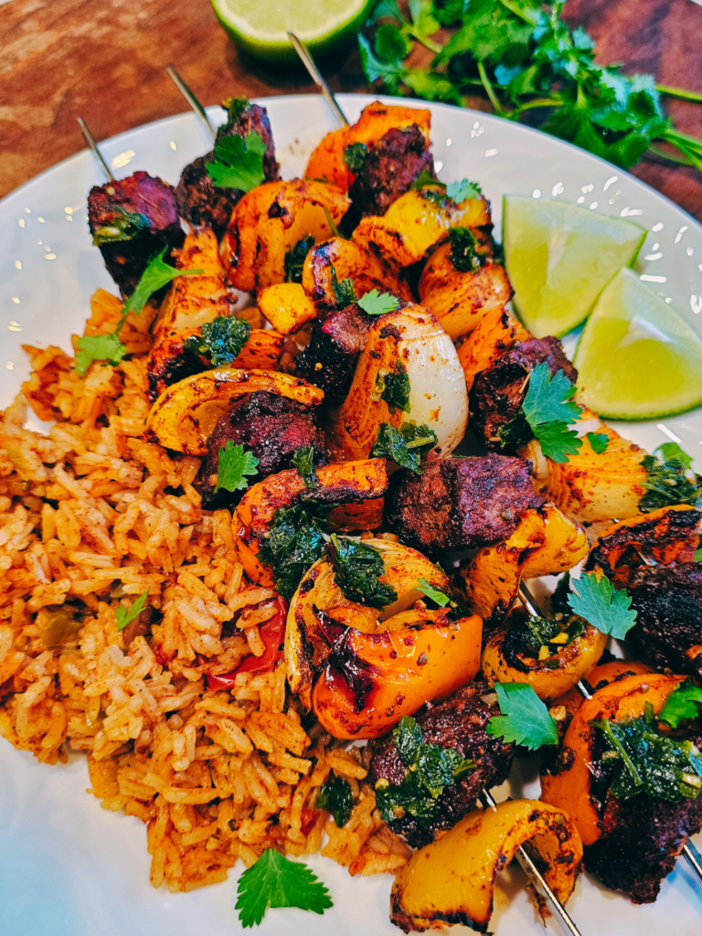 Steak Fajita Skewers with Chimichurri